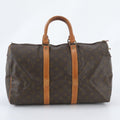 Louis Vuitton Monogram Keepall 45 Leather Boston Bag Tote Carry