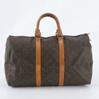 Louis Vuitton Monogram Keepall 45 Leather Boston Bag Tote Carry