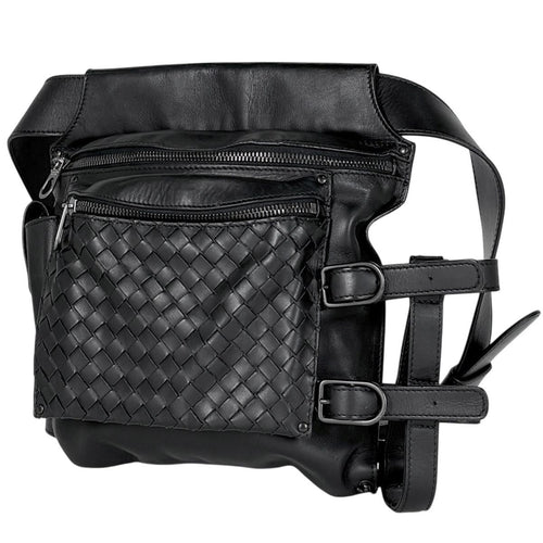 Bottega Veneta Intrecciato Waist Bag Pouch Leather Black