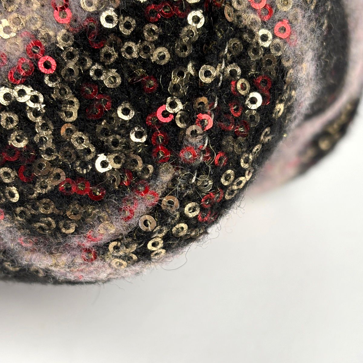 Fendi Zucca Pattern Mamma Bucket Sequin Shoulder Wool Pink Black — view 3