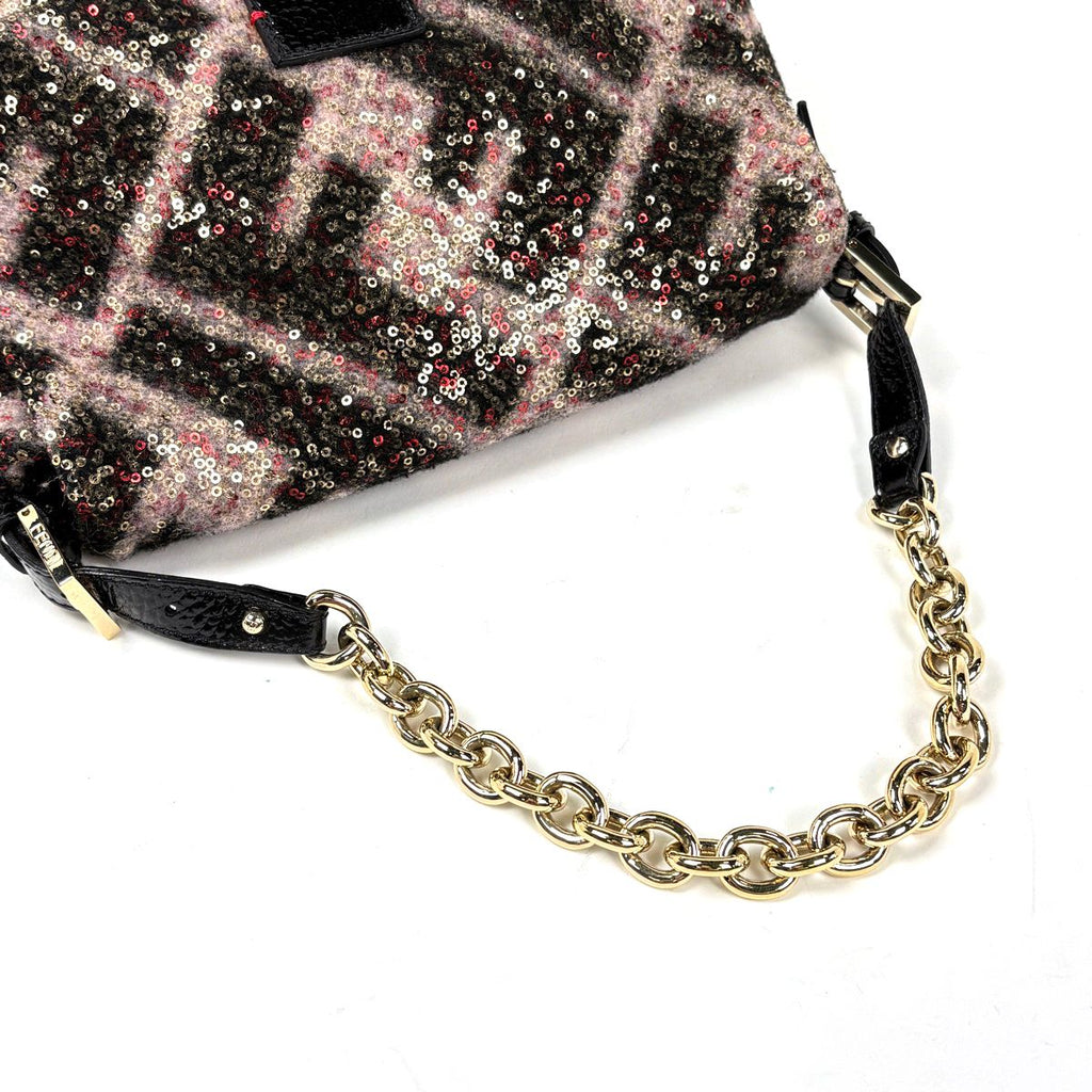 Fendi Zucca Pattern Mamma Bucket Sequin Shoulder Wool Pink Black — view 6