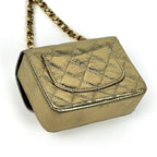 Chanel CC Logo Chain Pouch Mini Quilted Charm Leather Gold — view 2