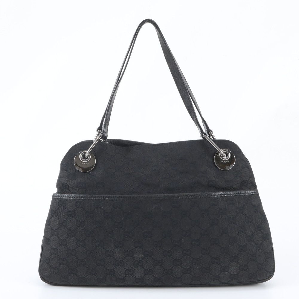 Gucci GG Canvas Eclipse Leather Tote Shoulder Black