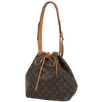 Louis Vuitton Petit Noe Shoulder Drawstring Bag Monogram Brown