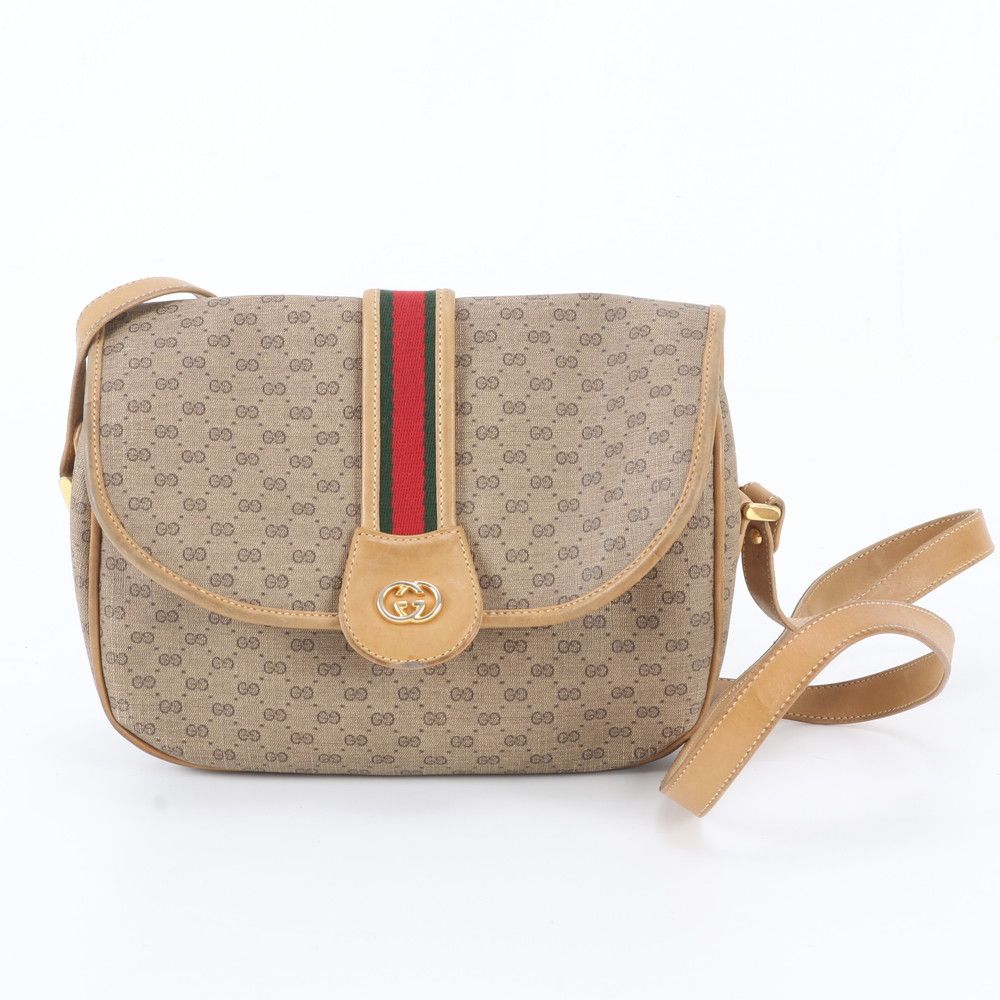 Gucci Vintage Micro GG Sherry Line Leather Shoulder Bag Crossbody