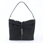 Gucci Jackie 001 Leather Nylon Shoulder Bag Hand Black