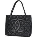 Chanel Reissue Tote CC Logo Quilted Caviar Leather Black