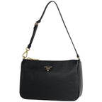 Prada Logo Handbag Pouch Leather Nero