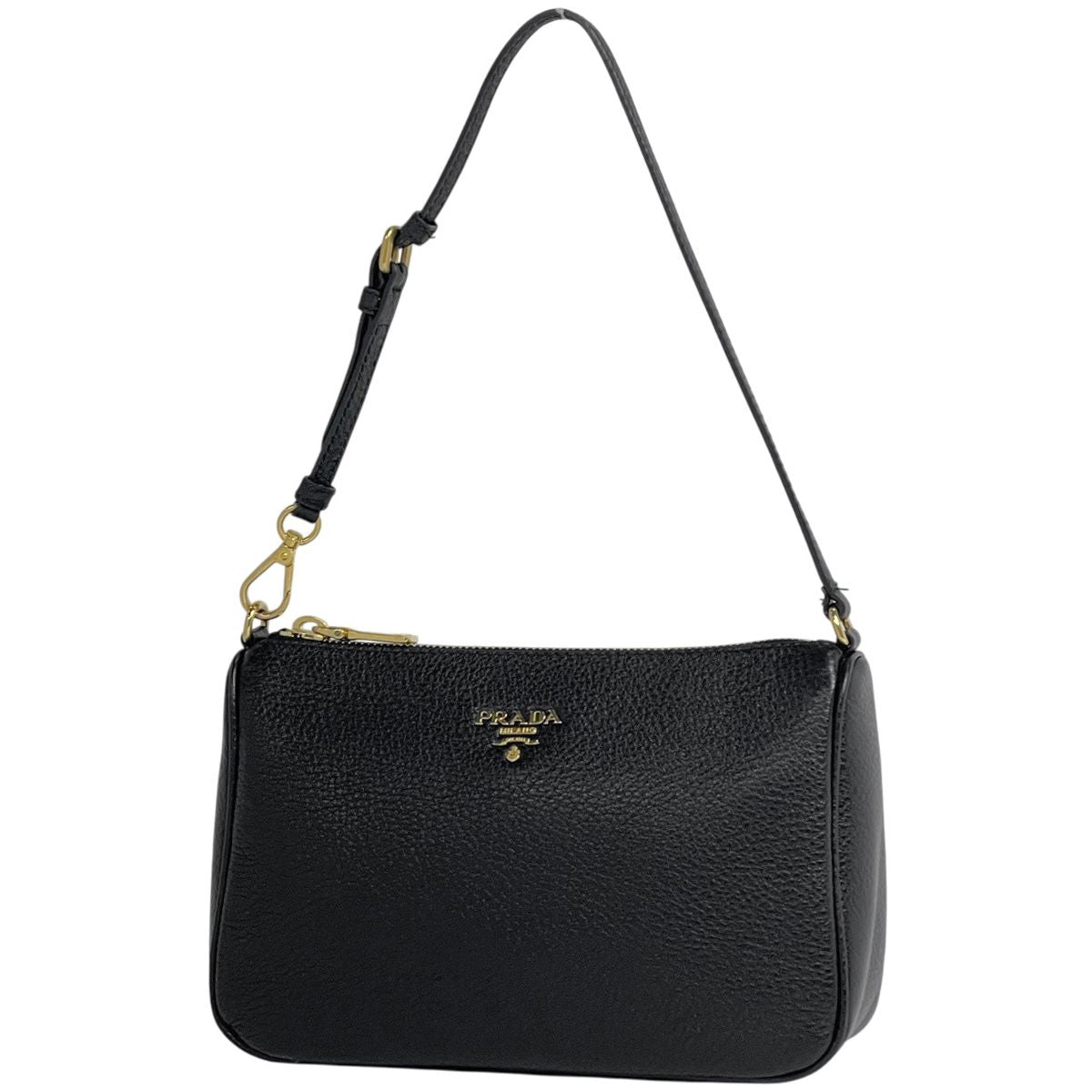 Prada Logo Handbag Pouch Leather Nero