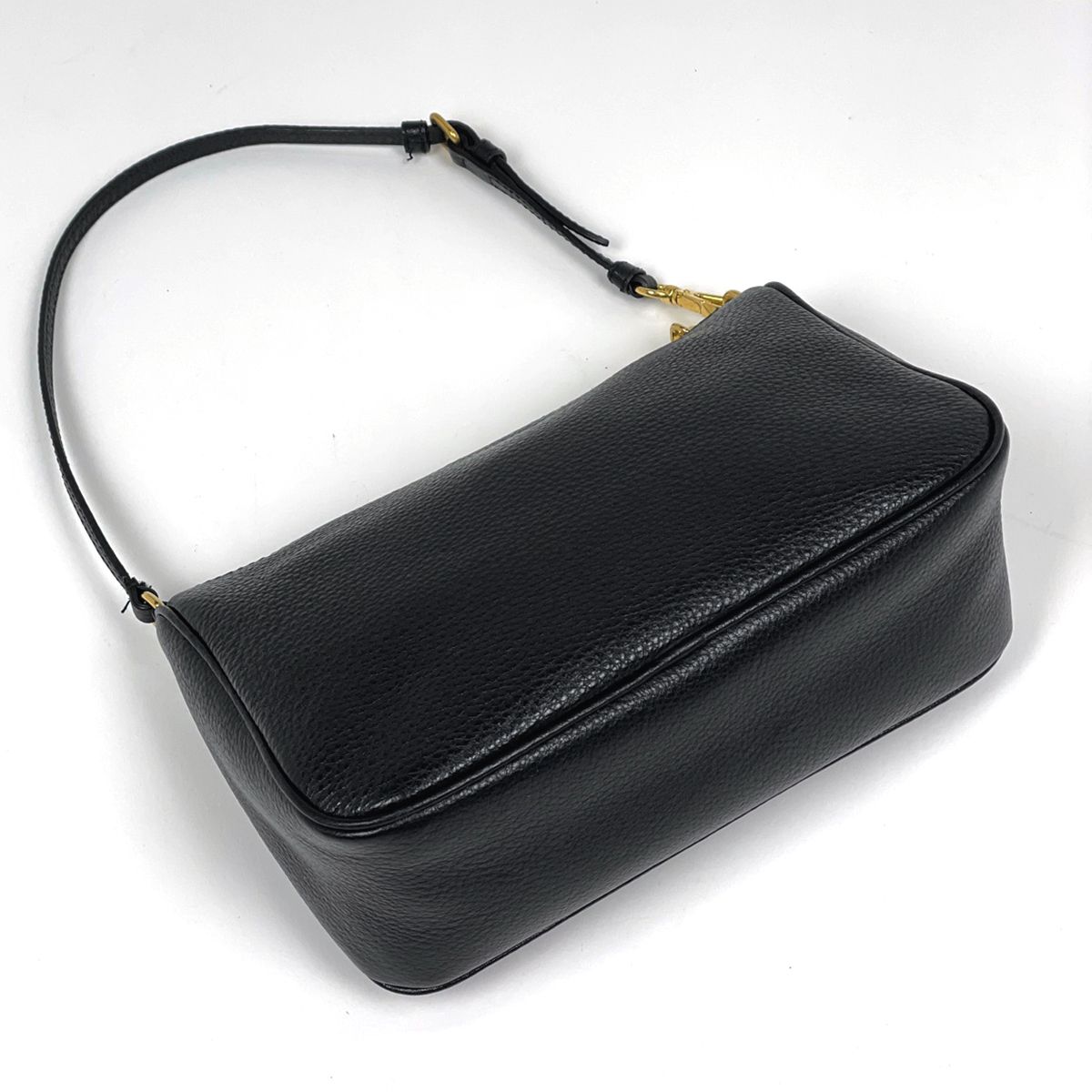 Prada Logo Handbag Pouch Leather Nero — view 2