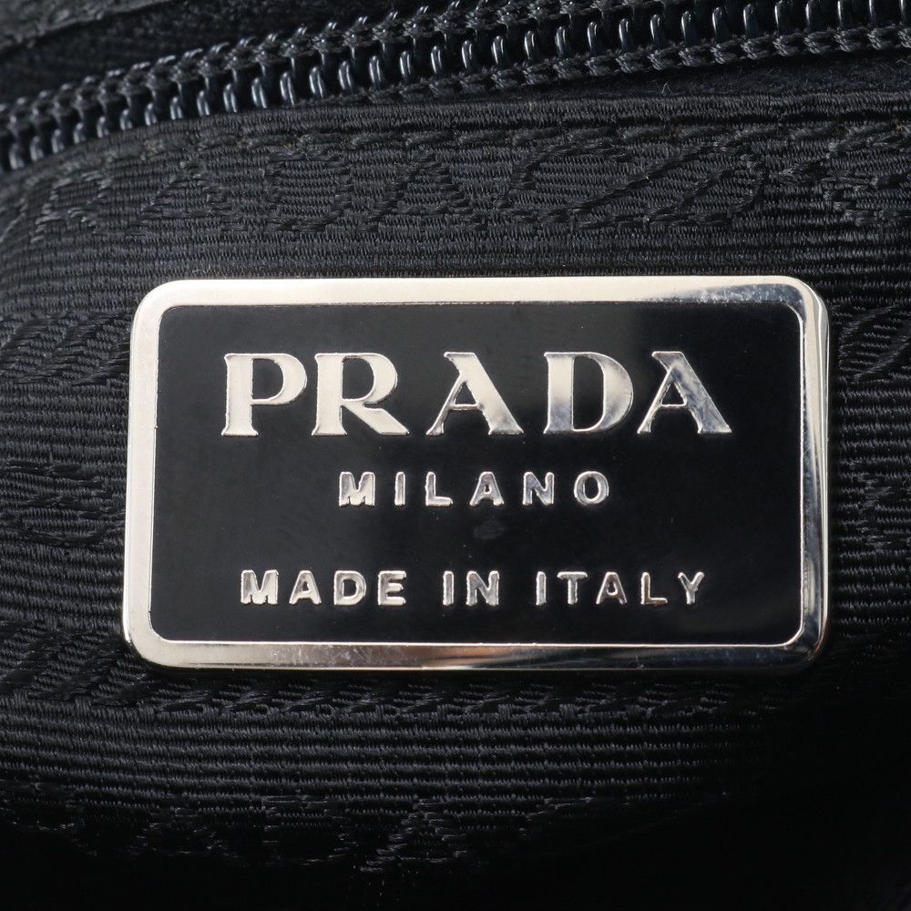 Prada Tessuto Nylon Leather Tote Shoulder Hand Black — view 8