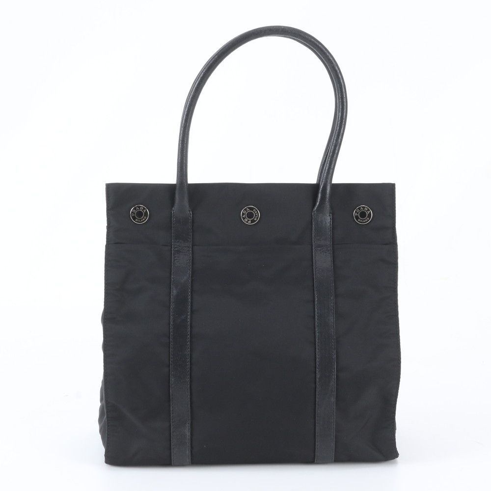 Prada Tessuto Nylon Leather Tote Shoulder Hand Black