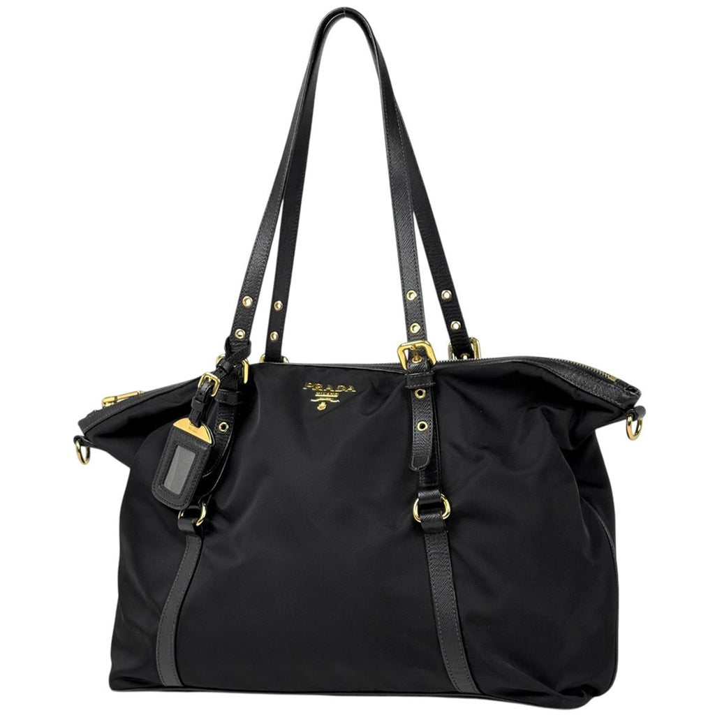 Prada Logo Tote Nylon Nero