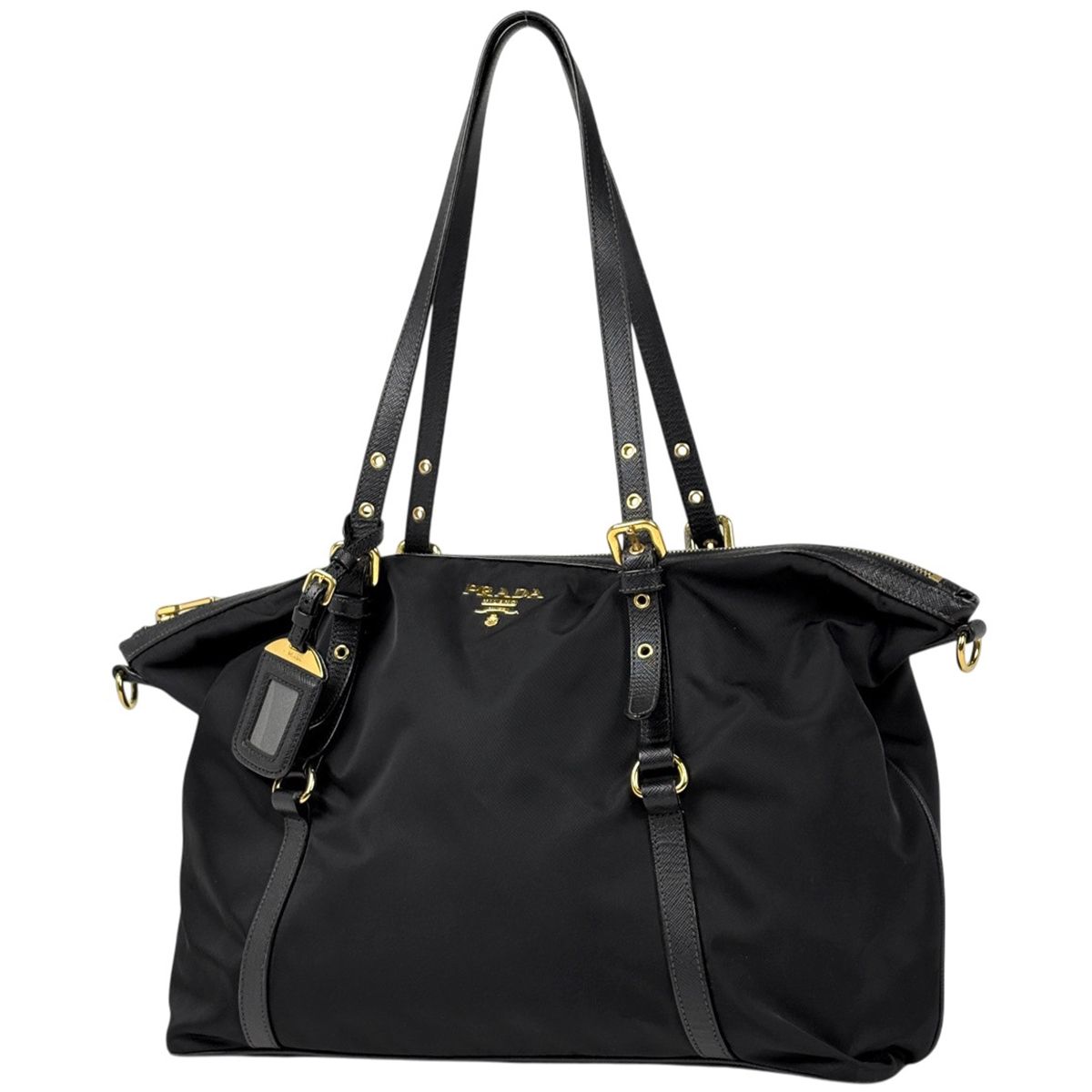 Prada Logo Tote Nylon Nero
