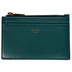 Celine Zip Card Holder Leather Green