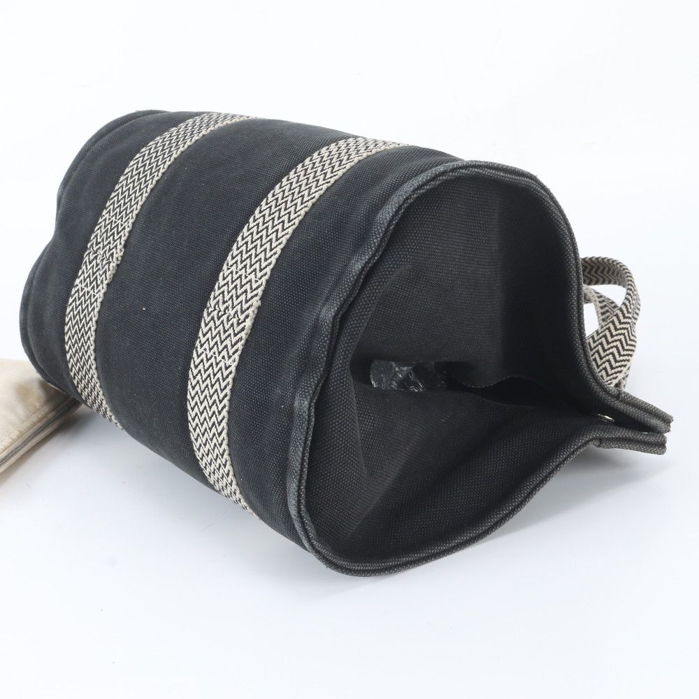 Hermes Cannes PM Pouch Handbag Tote Black Herringbone — view 4
