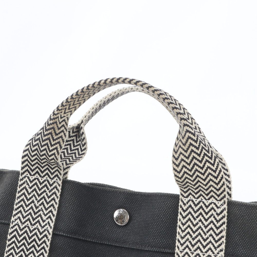 Hermes Cannes PM Pouch Handbag Tote Black Herringbone — view 2
