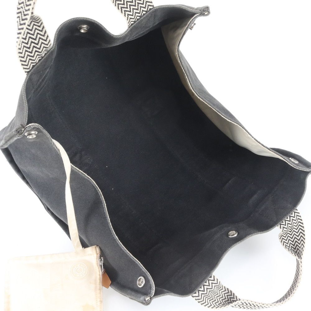 Hermes Cannes PM Pouch Handbag Tote Black Herringbone — view 7