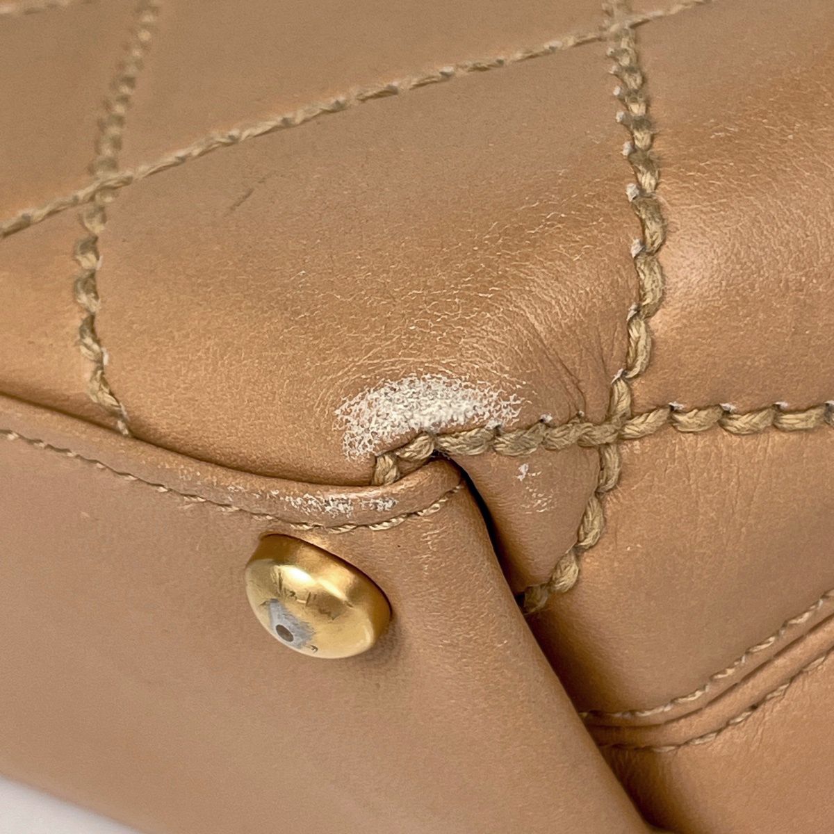 Chanel Wild Stitch Tote CC Logo Leather Beige — view 3