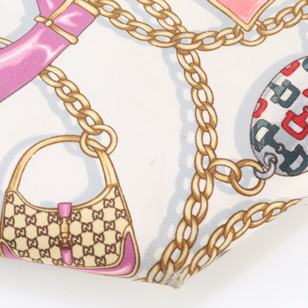 Gucci Chain Pattern Leather Nylon Tote Shoulder Hand — view 8