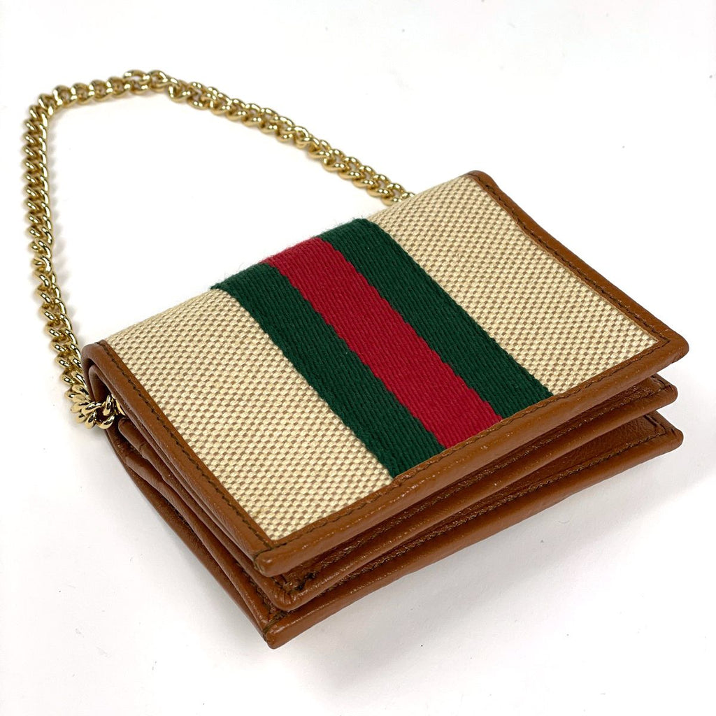 Gucci Rajah Chain Wallet Sherry Line Tiger Rhinestone Fabric Beige Shoulder — view 2