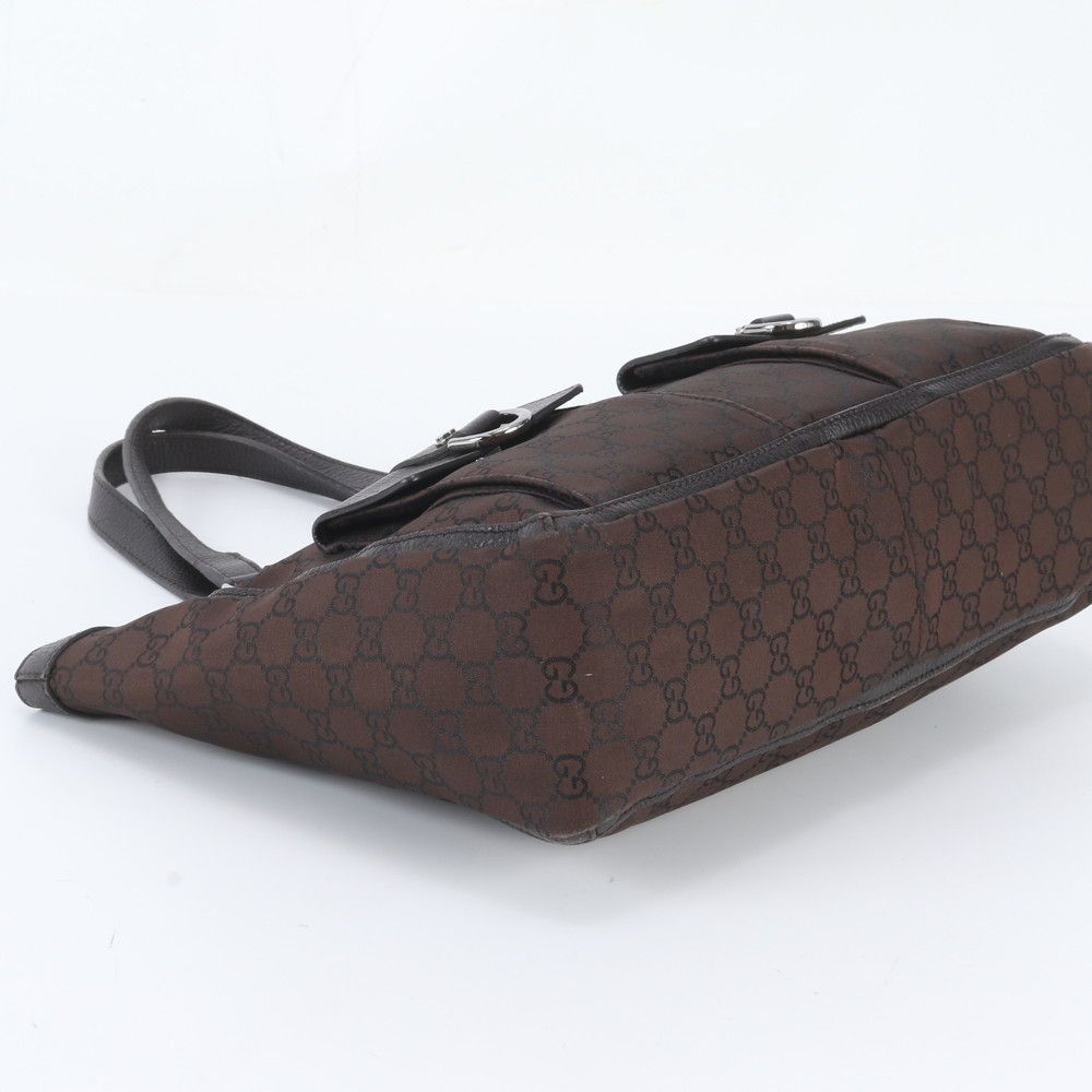 Gucci GG Nylon Abbey Tote Shoulder Hand Leather Brown — view 5