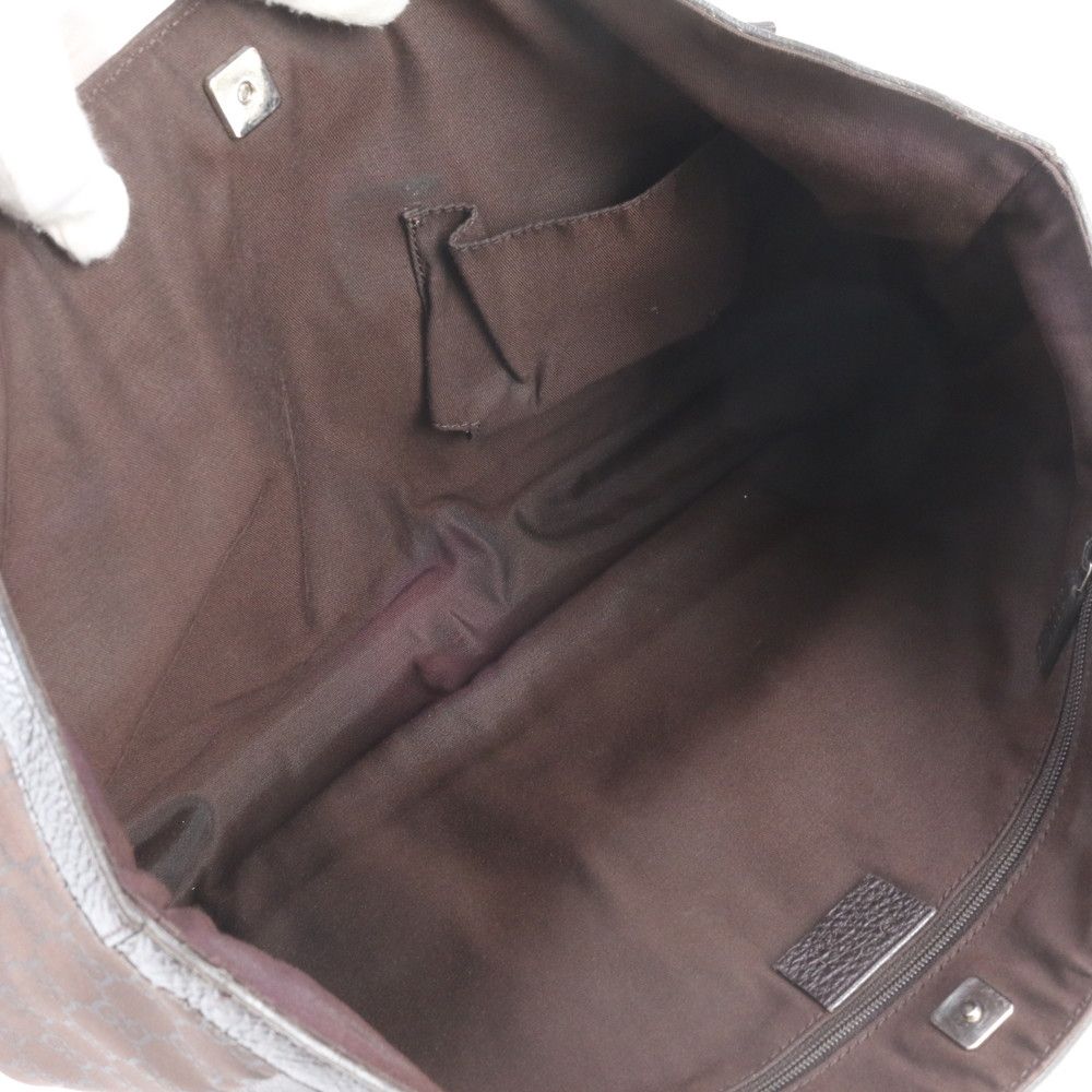 Gucci GG Nylon Abbey Tote Shoulder Hand Leather Brown — view 7