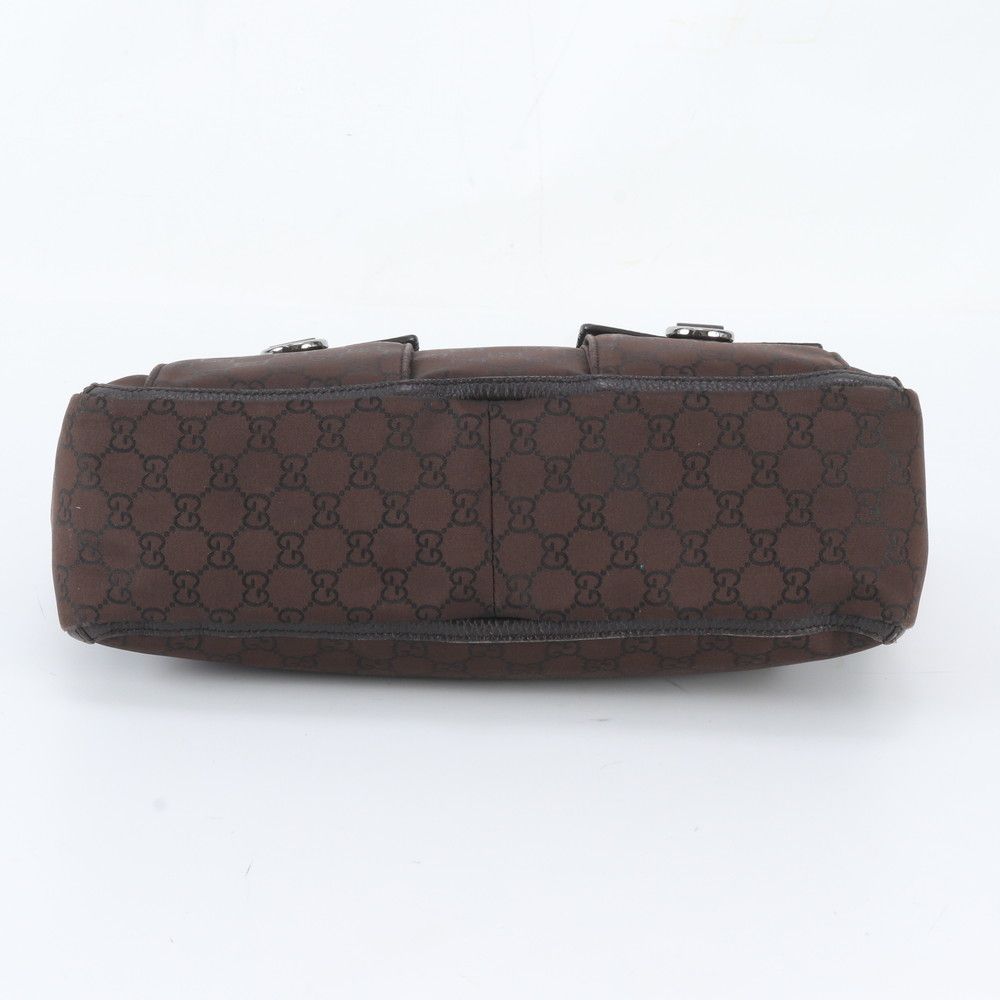 Gucci GG Nylon Abbey Tote Shoulder Hand Leather Brown — view 6