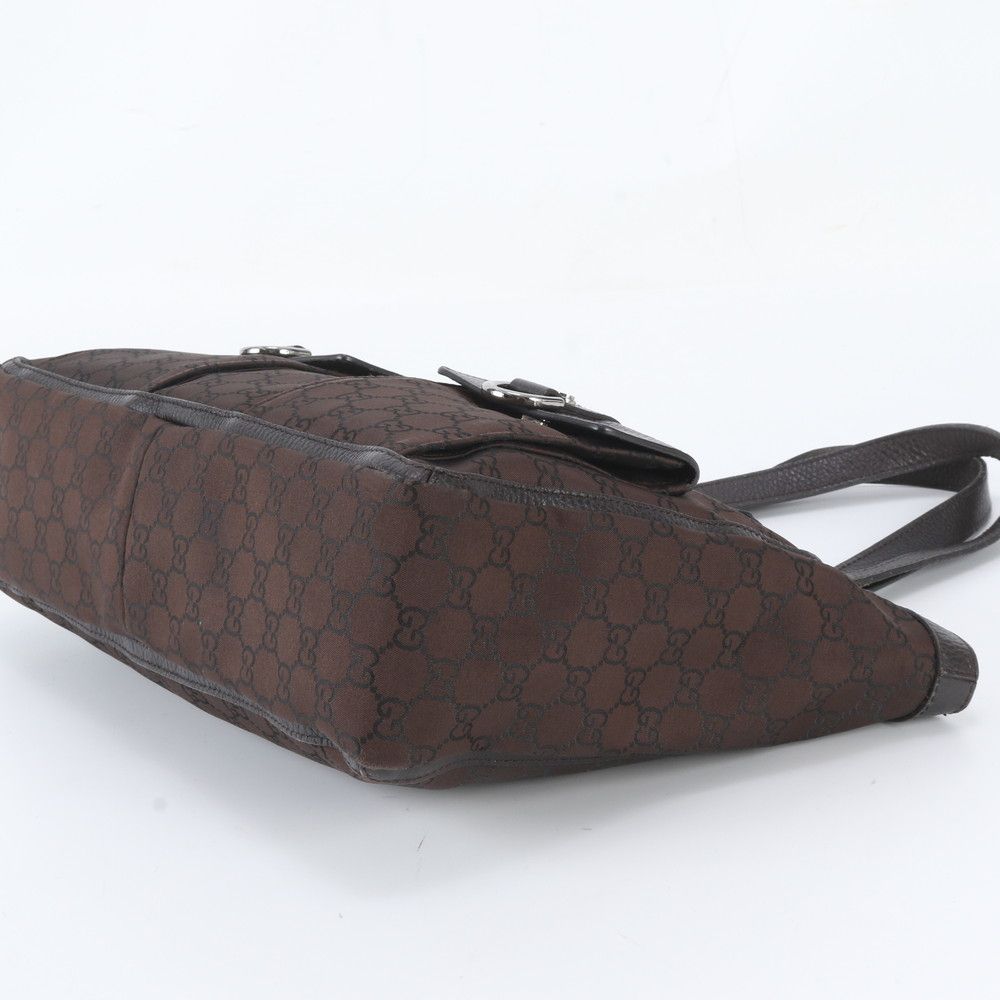 Gucci GG Nylon Abbey Tote Shoulder Hand Leather Brown — view 4