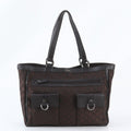 Gucci GG Nylon Abbey Tote Shoulder Hand Leather Brown