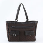 Gucci GG Nylon Abbey Tote Shoulder Hand Leather Brown