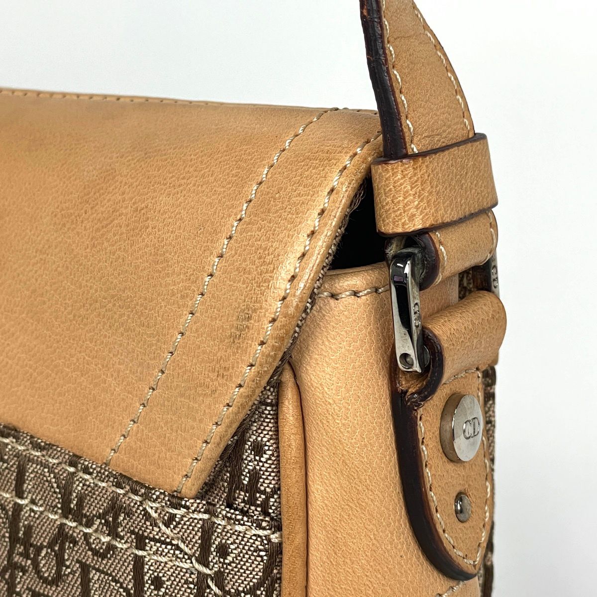 Dior Street Chic Shoulder Bag Trotter Pattern Canvas Beige — view 7