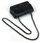 Chanel Stitch Chain Shoulder Bag CC Logo Blanc Leather Black — view 5
