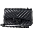 Chanel Stitch Chain Shoulder Bag CC Logo Blanc Leather Black
