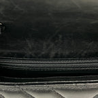 Chanel Stitch Chain Shoulder Bag CC Logo Blanc Leather Black — view 7
