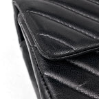 Chanel Stitch Chain Shoulder Bag CC Logo Blanc Leather Black — view 4