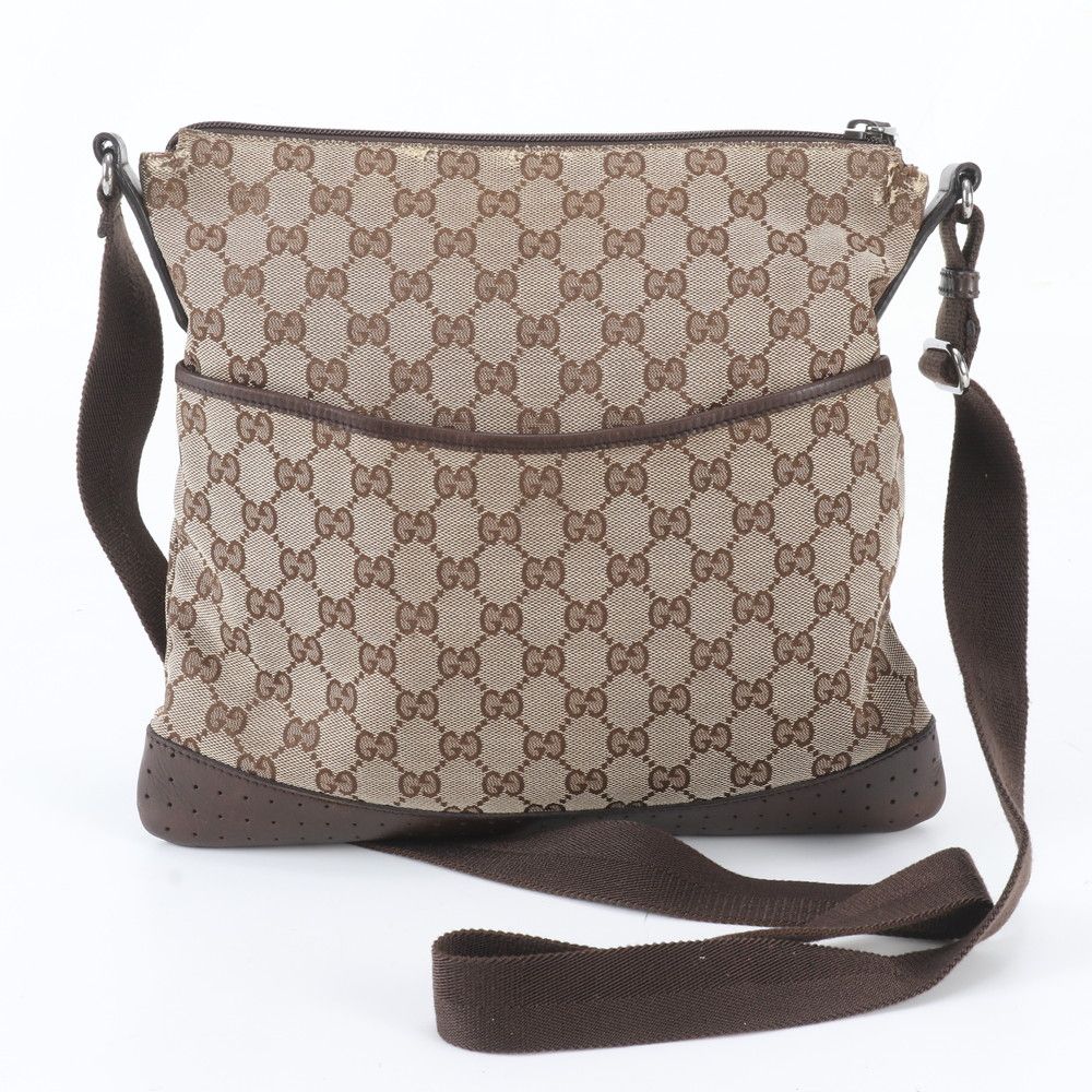 Gucci GG Canvas Leather Shoulder Bag Crossbody Messenger Business