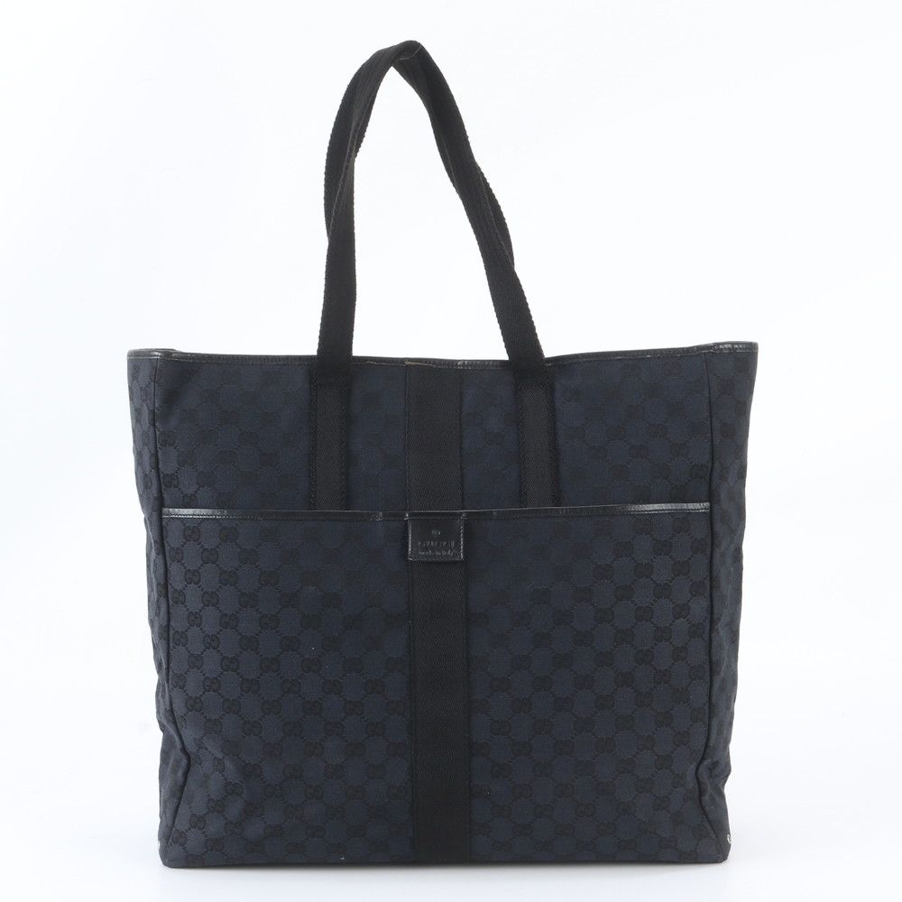 Gucci GG Canvas Leather Tote Shoulder Business Black