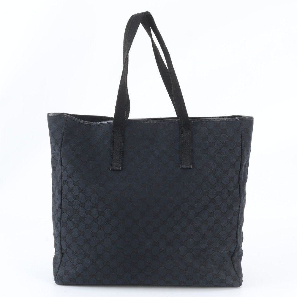 Gucci GG Canvas Leather Tote Shoulder Business Black — view 3