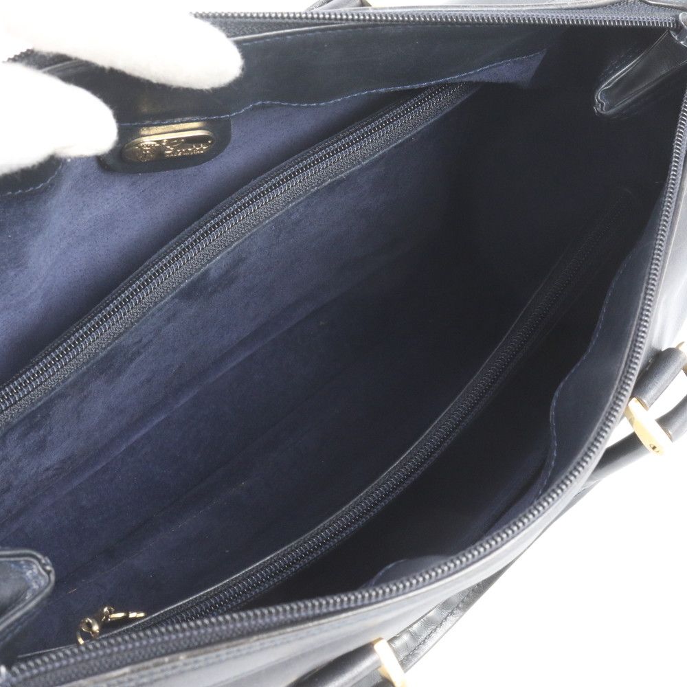 Gucci Vintage Interlocking Leather Handbag Tote Navy — view 9