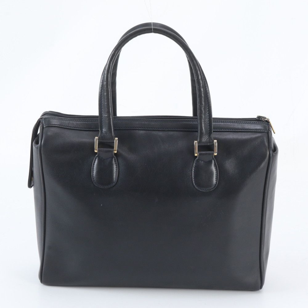 Gucci Vintage Interlocking Leather Handbag Tote Navy — view 3