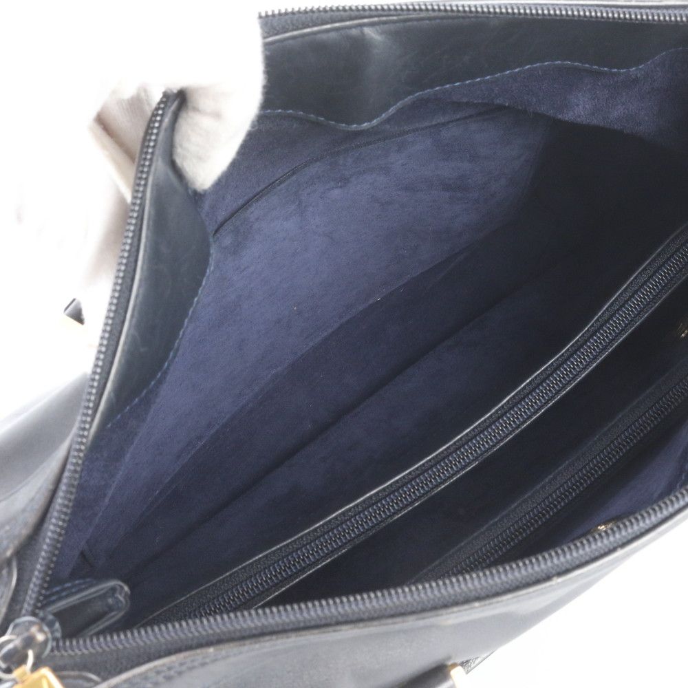 Gucci Vintage Interlocking Leather Handbag Tote Navy — view 8