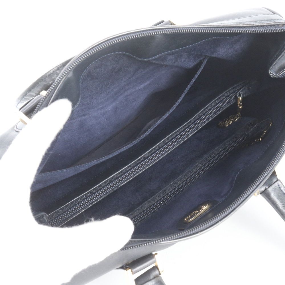 Gucci Vintage Interlocking Leather Handbag Tote Navy — view 7