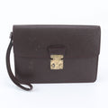 Louis Vuitton Taiga Pochette Clado Acajou Leather Clutch Pouch