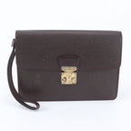 Louis Vuitton Taiga Pochette Clado Acajou Leather Clutch Pouch