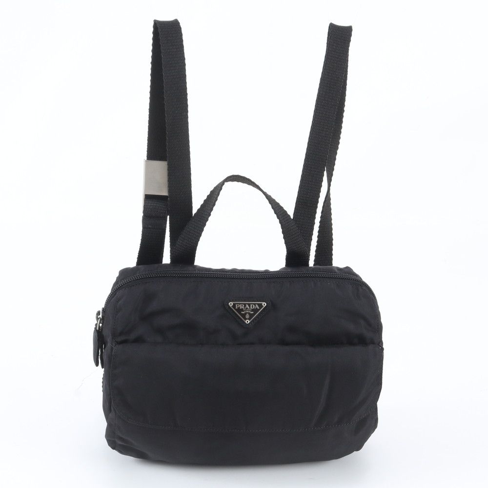 Prada Tessuto Nylon Triangle Logo Backpack Black