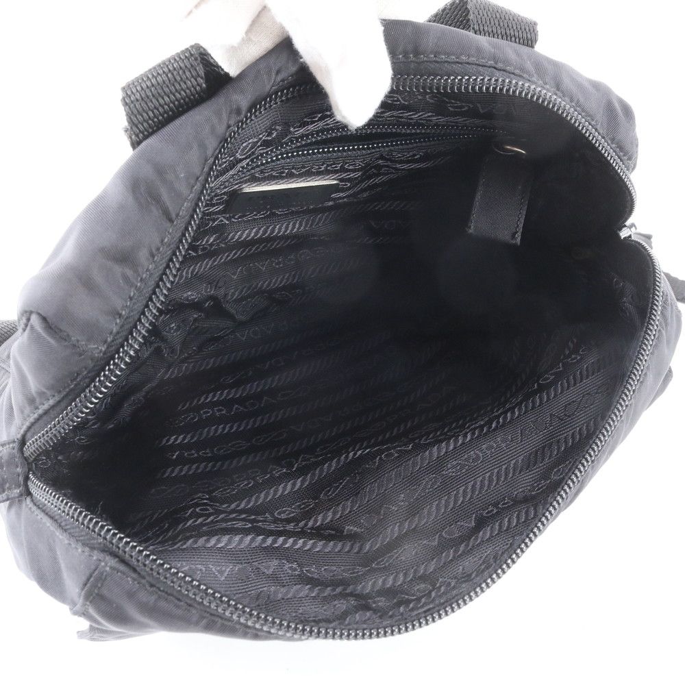 Prada Tessuto Nylon Triangle Logo Backpack Black — view 7