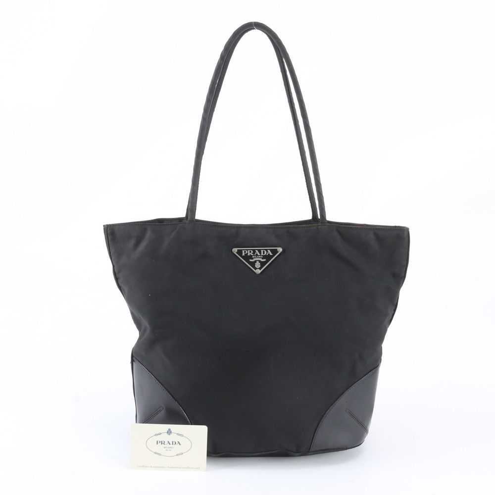 Prada Tessuto Nylon Triangle Logo Tote Shoulder