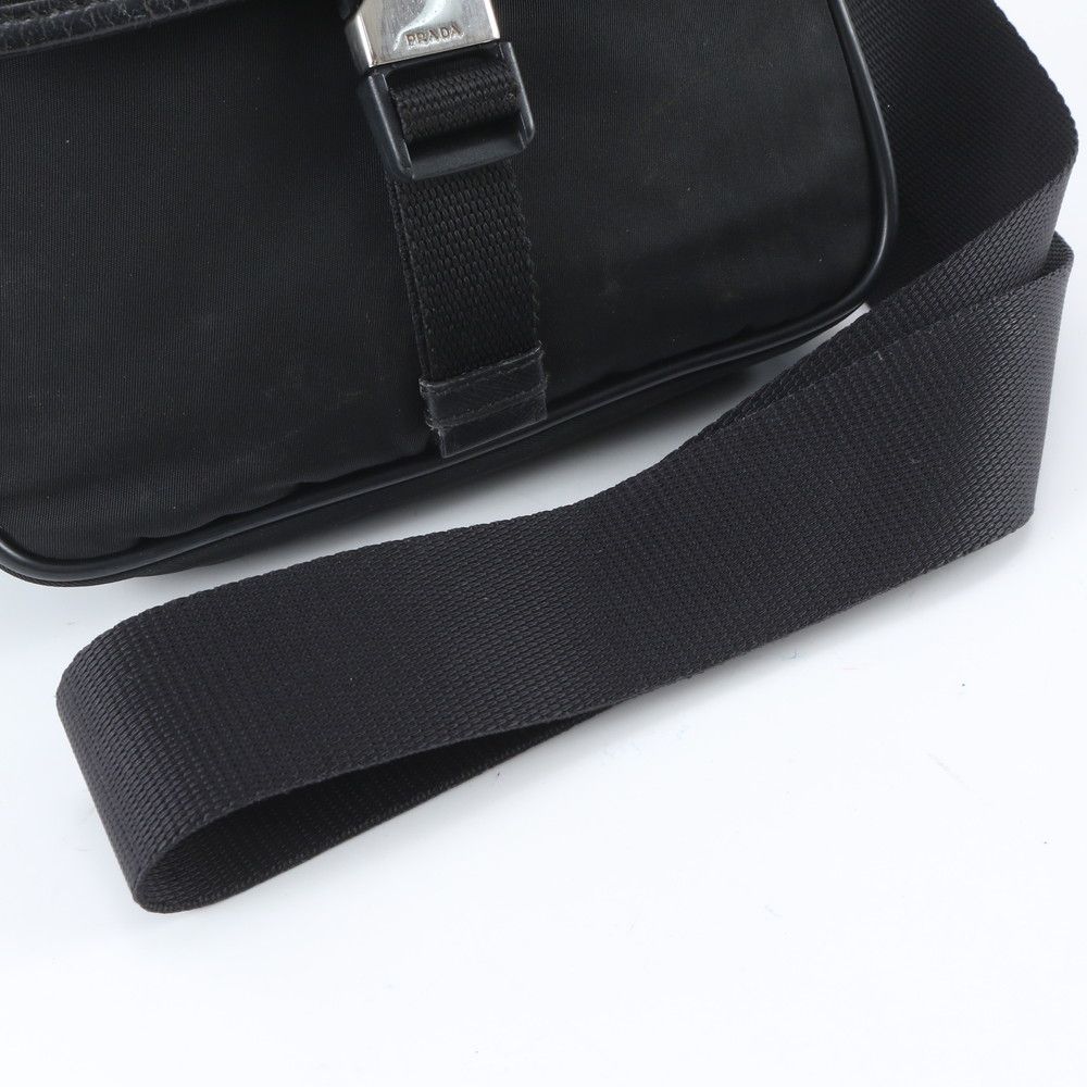 Prada Tessuto Nylon Triangle Logo Leather Shoulder Bag Crossbody Messenger — view 2