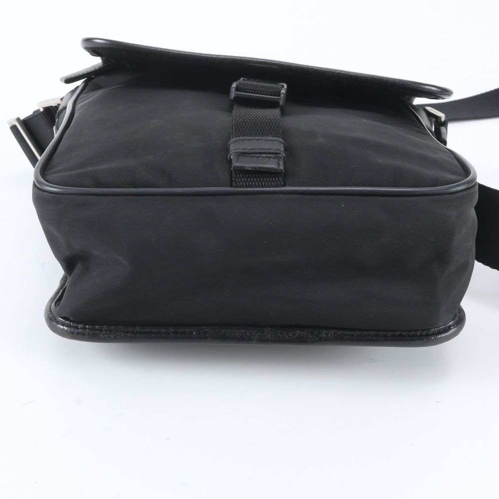 Prada Tessuto Nylon Triangle Logo Leather Shoulder Bag Crossbody Messenger — view 5